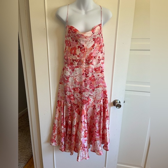 banana republic Y2K early 2000's, silk pink floral midi sheath  Flow dres… - Picture 3 of 12